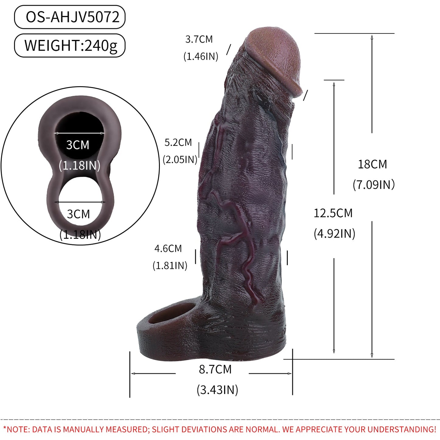 Realistic Black Vibrating Penis Sleeve