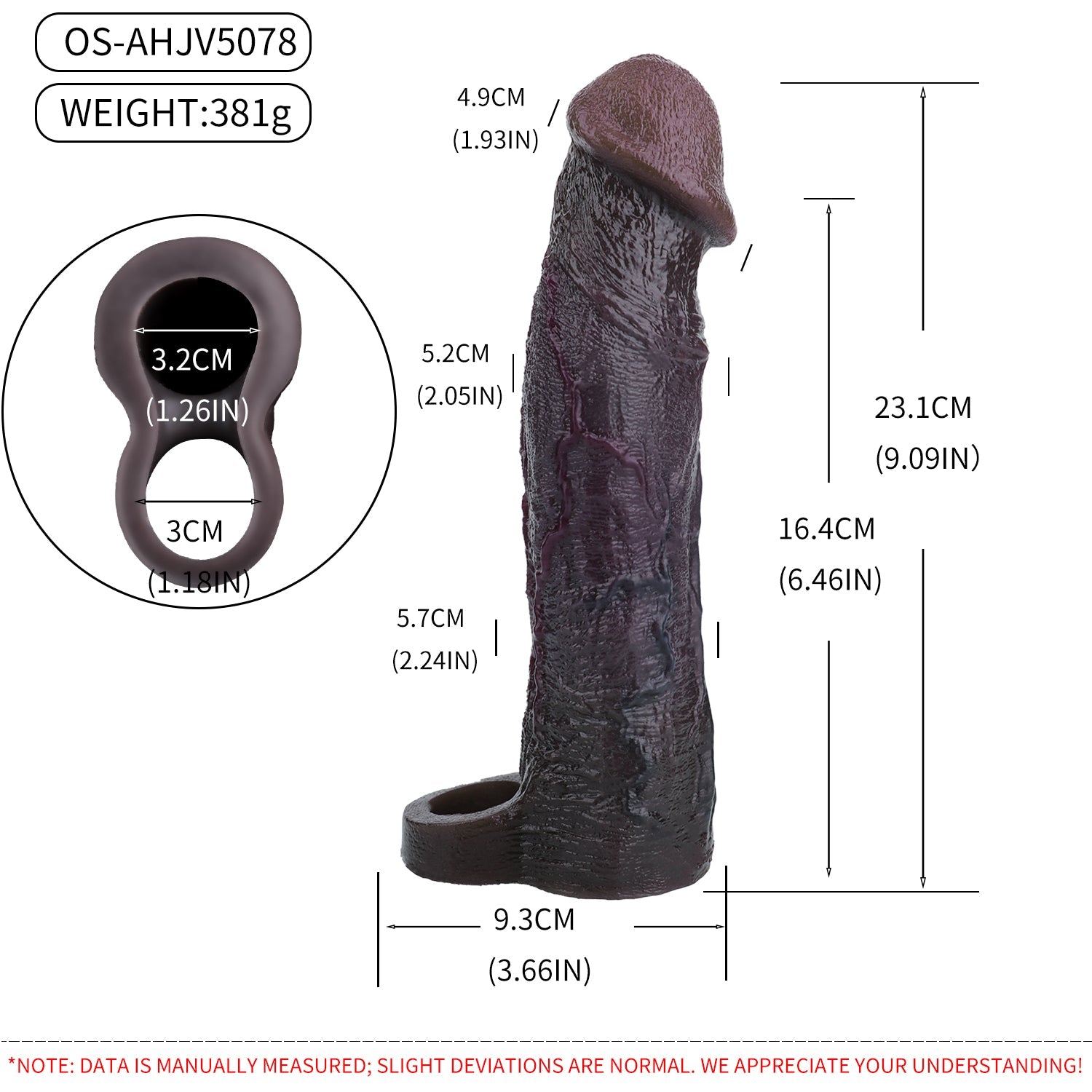 Realistic Black Vibrating Penis Sleeve