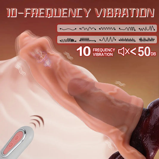 Realistic Vibrating Silicone Penis Sleeve Enhancer