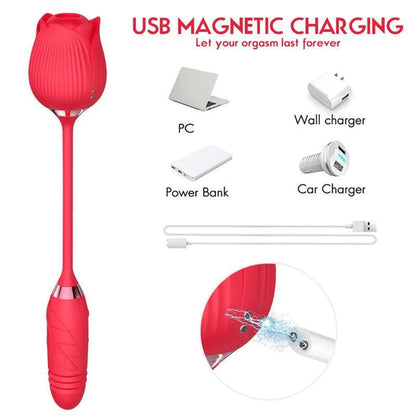 Rose Clit Sucker Vibrator with Thrusting Egg