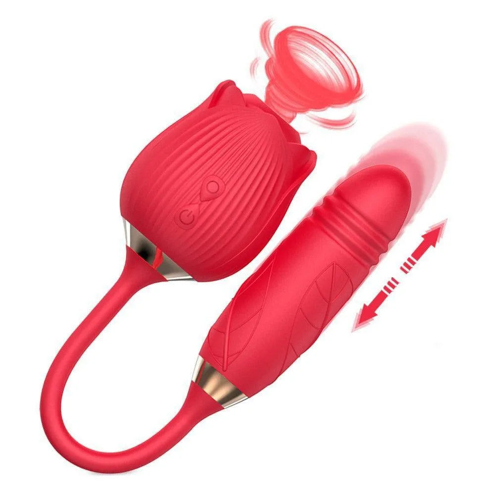 Rose Clit Sucker Vibrator with Thrusting Egg