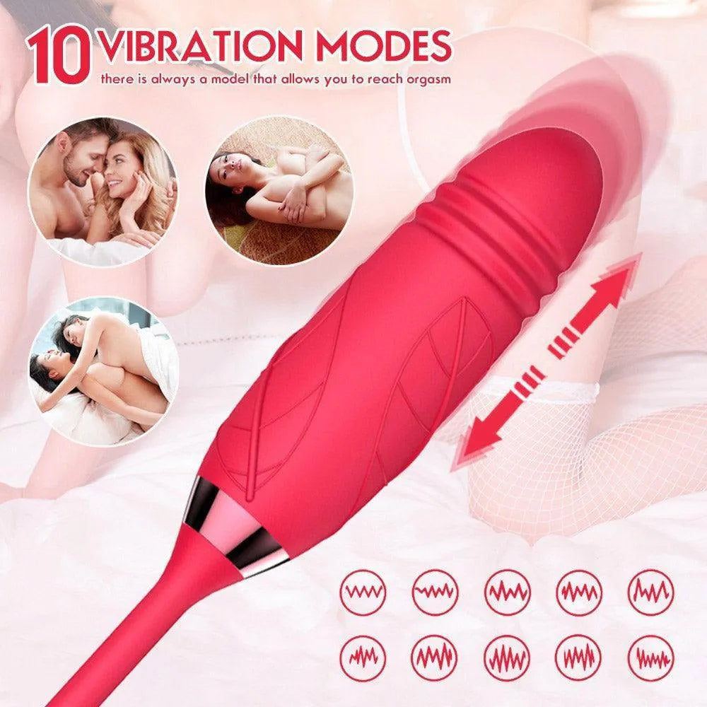 Rose Clit Sucker Vibrator with Thrusting Egg