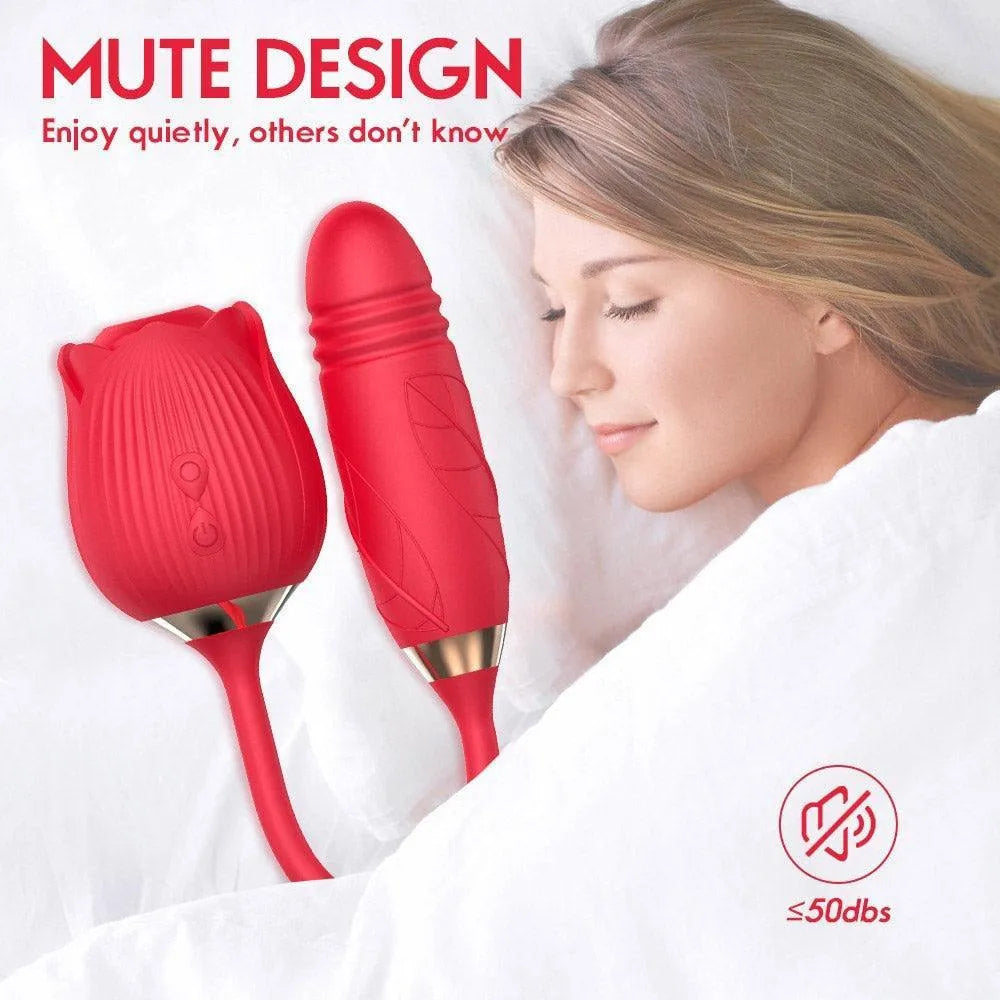 Rose Clit Sucker Vibrator with Thrusting Egg