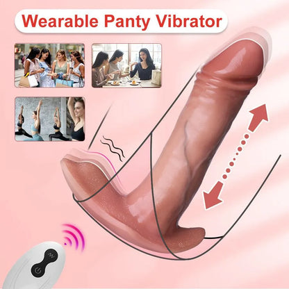 Thrusting Wearable Dildo Vibrator With Remote Controller