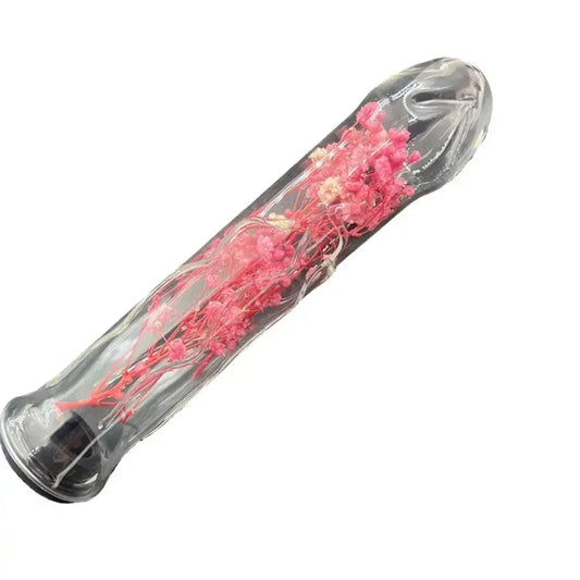 Water-Fillable Flower Glass Dildo 7.8 Inches