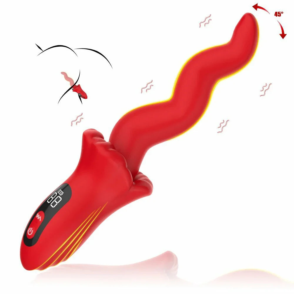 Wave Motion Tongue Vibrator Wand – Smart Display Multi-Mode Vibrator