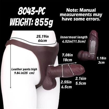 Realistic Black Penis Sleeve Sheath Underwear – Uncut Hollow Dildo Silicone Pants for Men