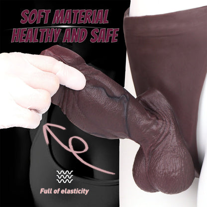 Realistic Black Penis Sleeve Sheath Underwear – Uncut Hollow Dildo Silicone Pants for Men
