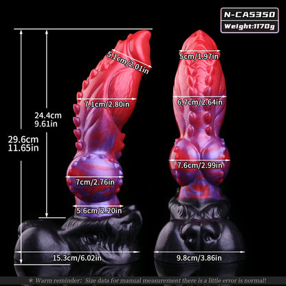 Crimson Abyss Canine Fantasy Knot Dildo with Testicles