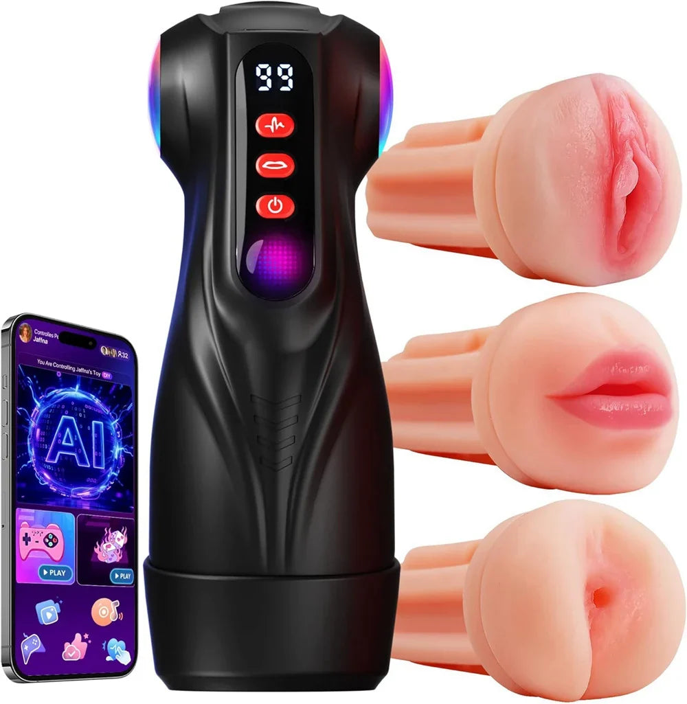 Realistic Male Blowjob Stroker with APP Control and 3 Interchangeable Channels