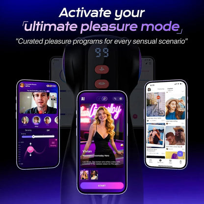 Realistic Male Blowjob Stroker with APP Control and 3 Interchangeable Channels