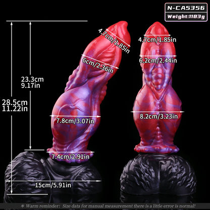 Crimson Abyss Canine Fantasy Knot Dildo with Testicles