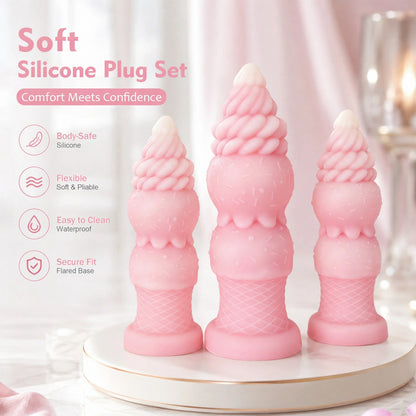 Ice Cream Swirl Liquid Silicone Anal Dildo