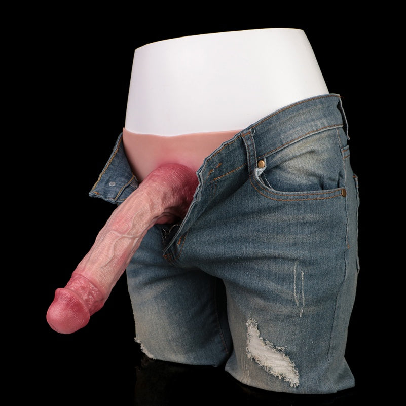 Bare Skin Long Penis Sleeve Sheath Underwear – 9 inch Dildo Flesh Cocksleeve Extender Pants