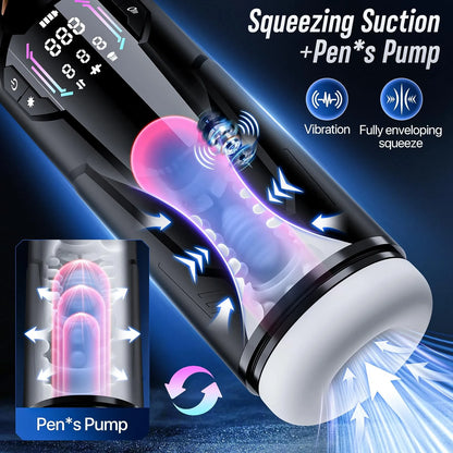 XT4 Hands Free Masturbator Squeeze Sucking Thrusting Vibrating App Interaction