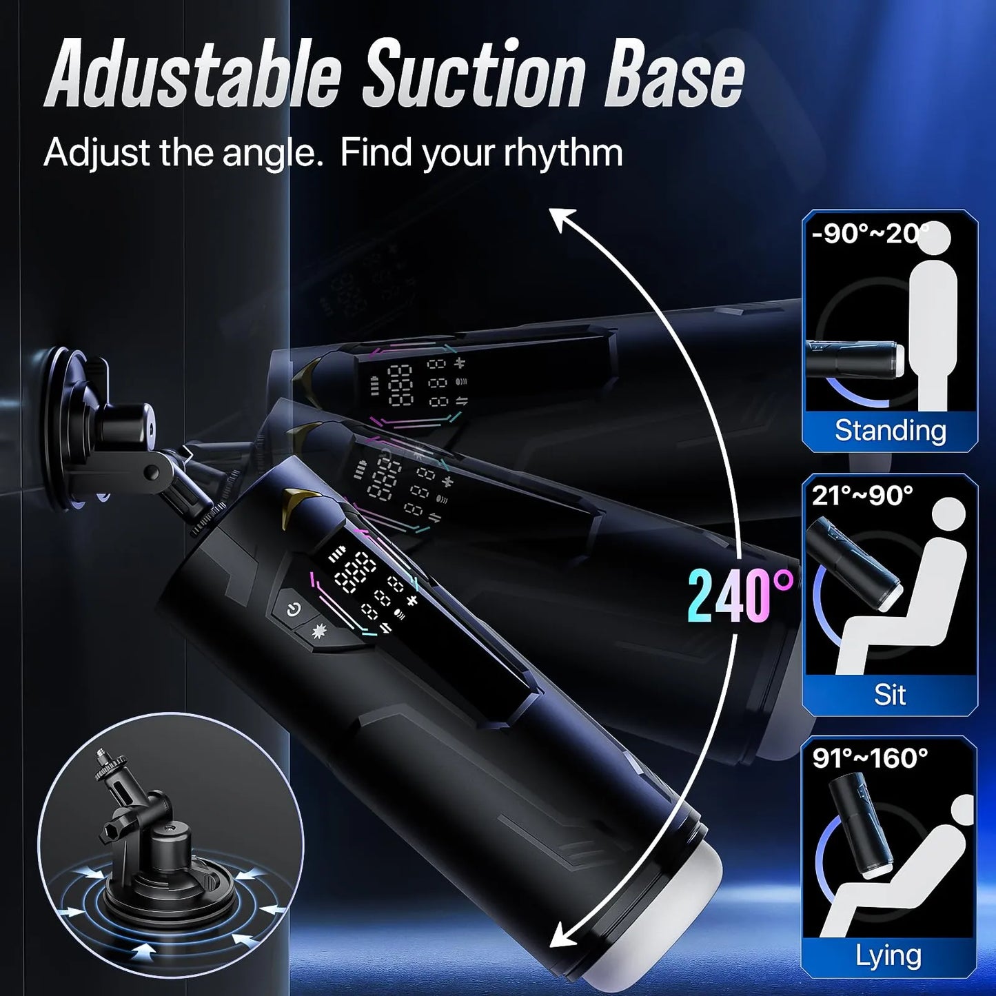 XT4 Hands Free Masturbator Squeeze Sucking Thrusting Vibrating App Interaction