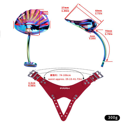 The Rainbow Shell Chastity Set (Red Harness Edition)