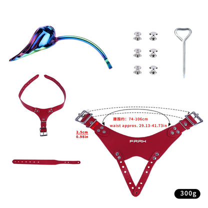 The Rainbow Shell Chastity Set (Red Harness Edition)