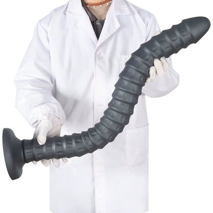 Spiral Penetrator Extra-Long Suction Dildo