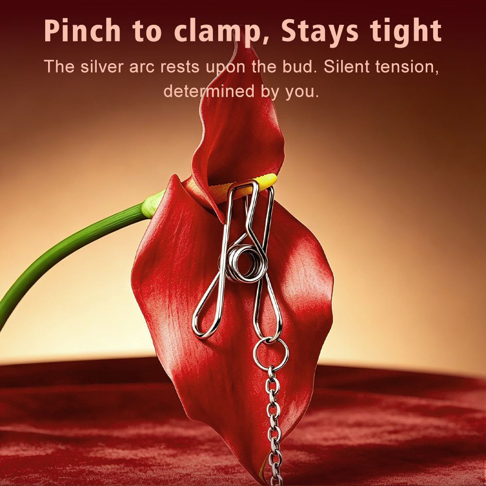 Drape Chain Collar Nipple Clamps with Heart Pendant — BDSM Bondage Nipple Stimulator Set