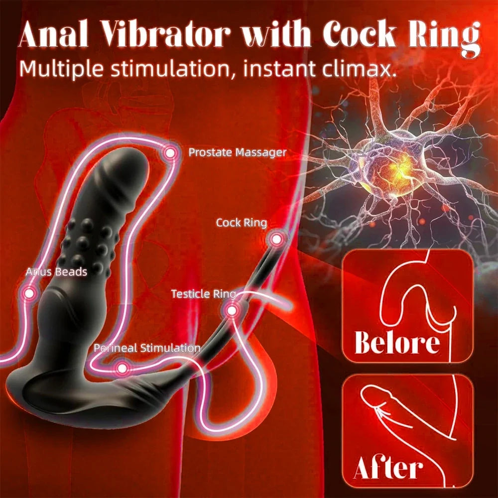 App-Controlled Thrusting Prostate Massager with Dual Cock Ring