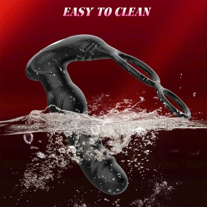 App-Controlled Thrusting Prostate Massager with Dual Cock Ring