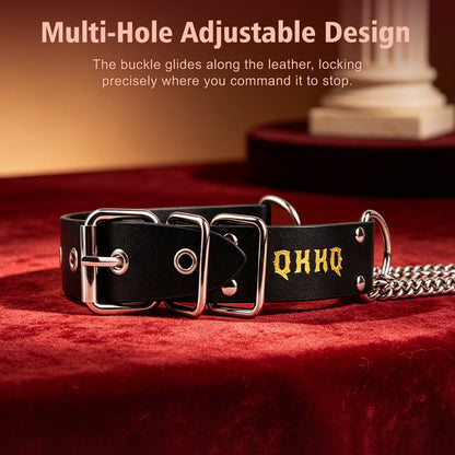 Drape Chain Leather Collar Nipple Clamps Set — BDSM Bondage Nipple Stimulator with Heart Chain