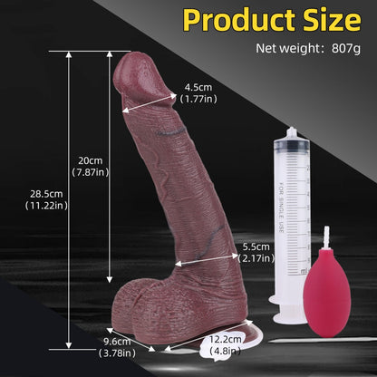Long 11-inch Dildo Squirting Anal Sex Toys - Realistic Ebony BBC Dick Women Masturbator