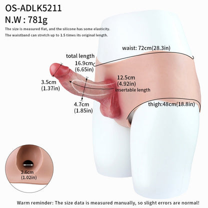 7 Inch Penis Sleeve Extender Pant – Realistic Cocksleeve Silicone Sheath Underwear for Men Gay